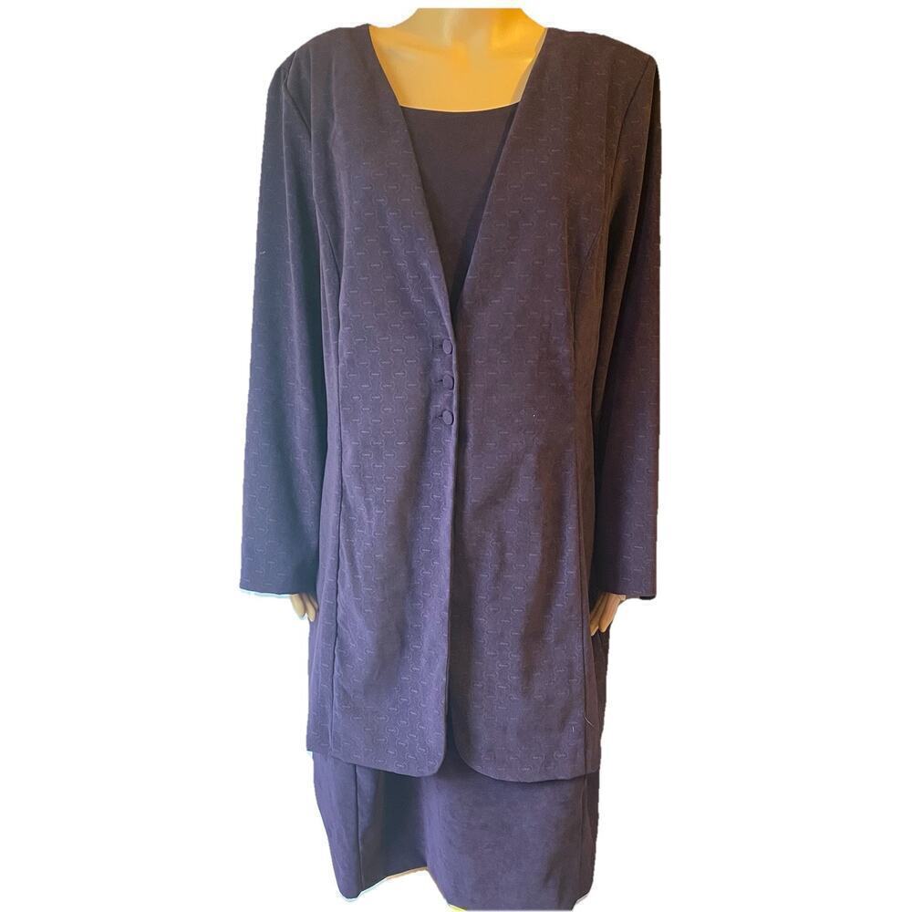 Vintage 90s Women 20W SuitDress FashionBug Purple Layer Largenlook Office Career